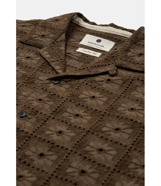ANERKJENDT Anerkjendt 902328 Akleander Lace EMB SS Shirt Teak