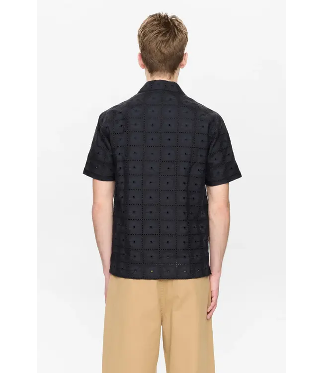ANERKJENDT Anerkjendt 902328 Akleander Lace EMB SS Shirt Caviar
