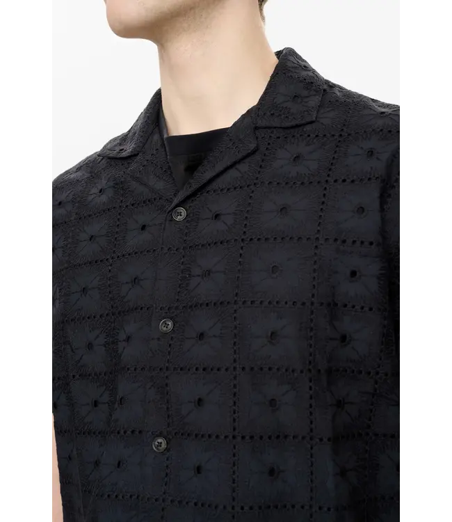 ANERKJENDT Anerkjendt 902328 Akleander Lace EMB SS Shirt Caviar