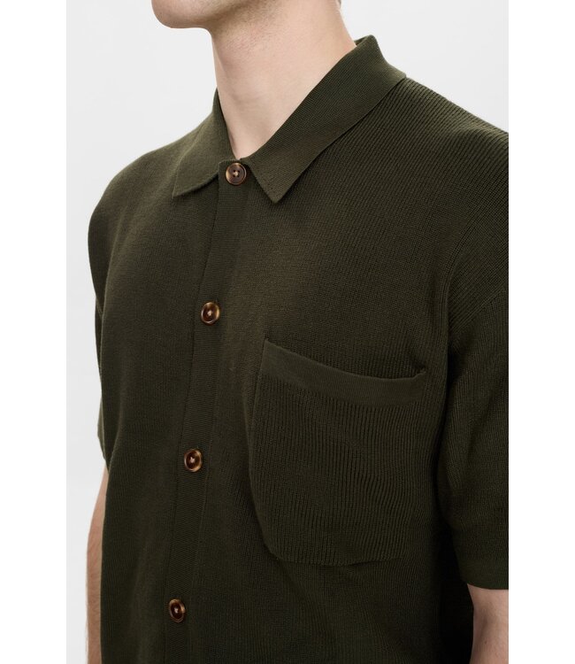 ANERKJENDT Anerkjendt  Akvilhelm needle rib ss knit forest night 902192