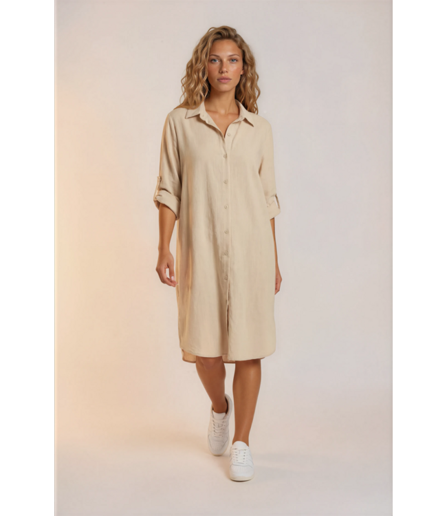 FOS Amsterdam Fos 7771 Jurk Lina Uni Beige