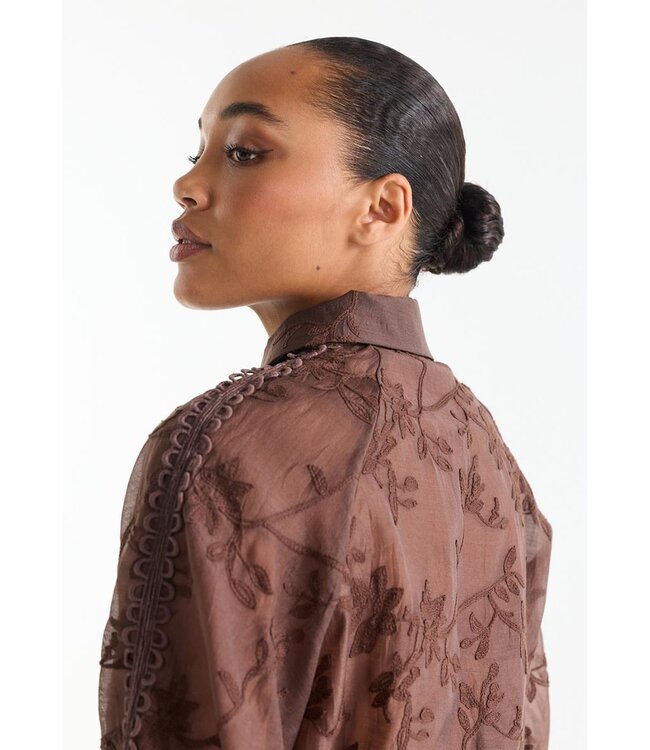 JANSEN AMSTERDAM Jansen Amsterdam Bisa TE701 Blouse Embr. Dark Brown