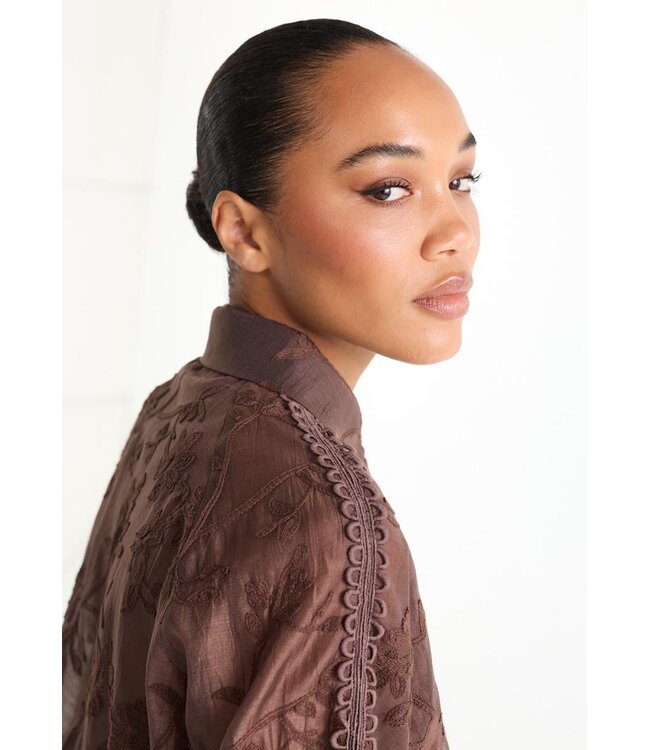 JANSEN AMSTERDAM Jansen Amsterdam Bisa TE701 Blouse Embr. Dark Brown