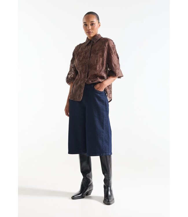JANSEN AMSTERDAM Jansen Amsterdam Bisa TE701 Blouse Embr. Dark Brown