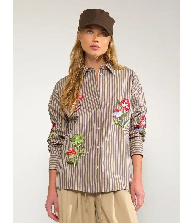 Nümph Nümph Nukacey 707171 Embr Shirt Deep Taupe