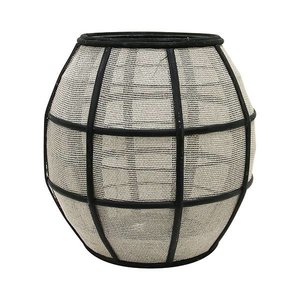 HKliving Lantaarnbal bamboe zwart natuurstof 29,5x29,5x30,5cm, laatste 2 HKliving Lantaarnbal bamboe zwart natuurstof 29,5x29,5x30,5cm, laatste 2
