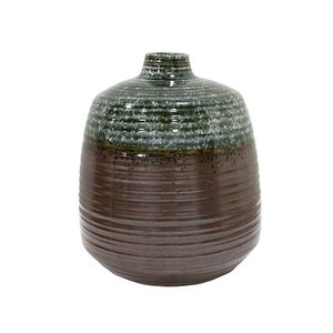 HKliving HKliving vase handmade ceramic green brown 16x16x19.4cm (6)