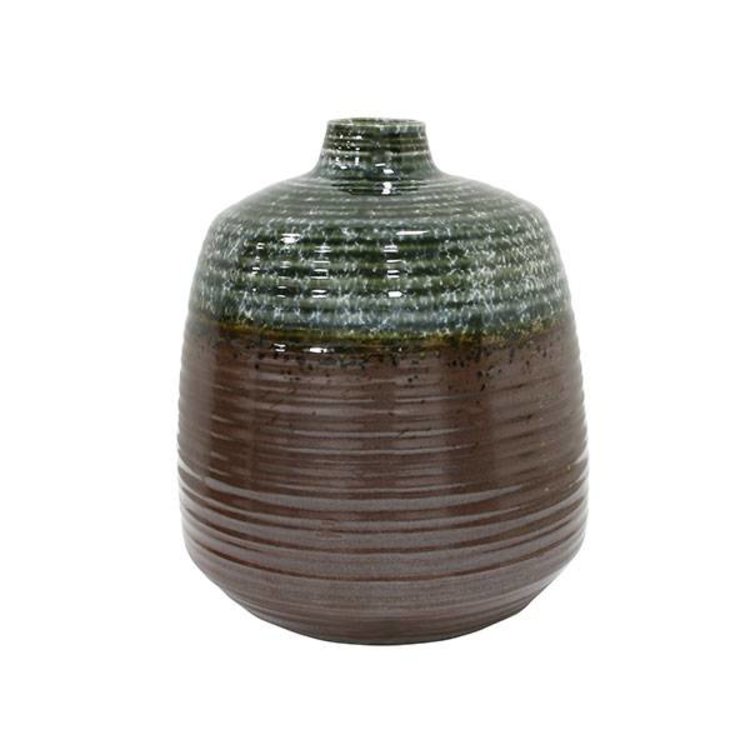 HKliving HKliving Vase handgefertigte Keramik grün braun 16x16x19.4cm (6)