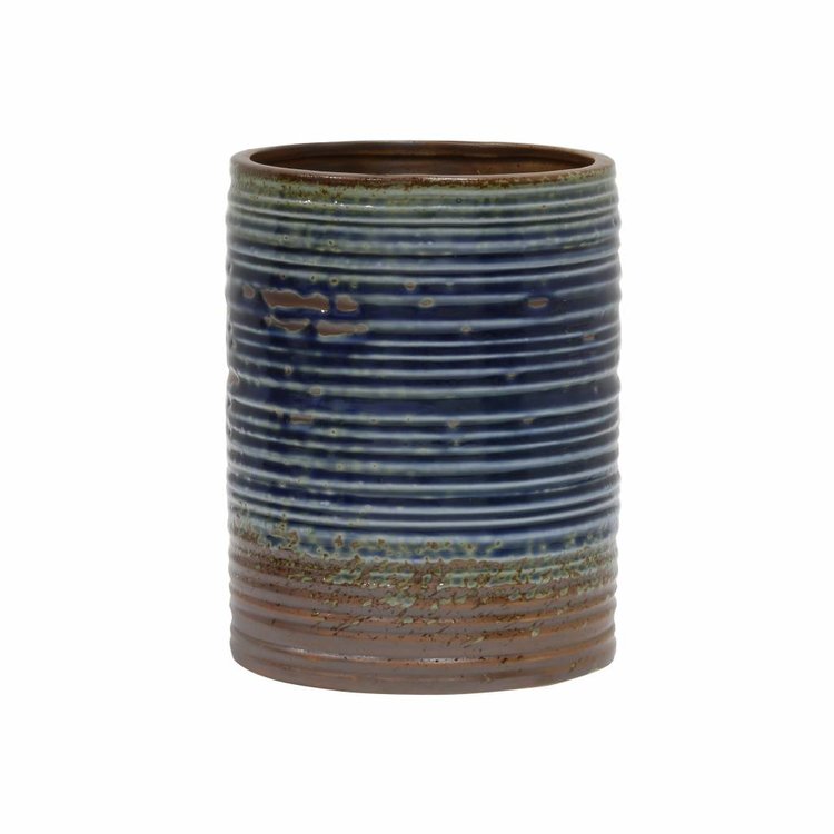 HKliving HKliving Flowerpot handgefertigte blau-braune Keramik 15,5x15,5x20cm (6)