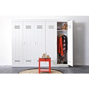 WOOOD WOOOD Wardrobe Connect stripes 2 doors and 2 drawers white