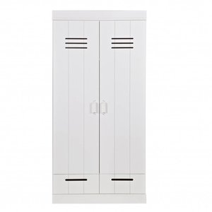 WOOOD WOOOD Wardrobe Connect stripes 2 doors and 2 drawers white