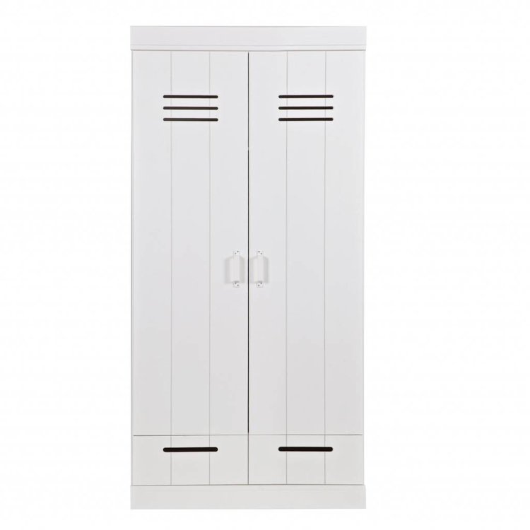 WOOOD WOOOD Wardrobe Connect stripes 2 doors and 2 drawers white