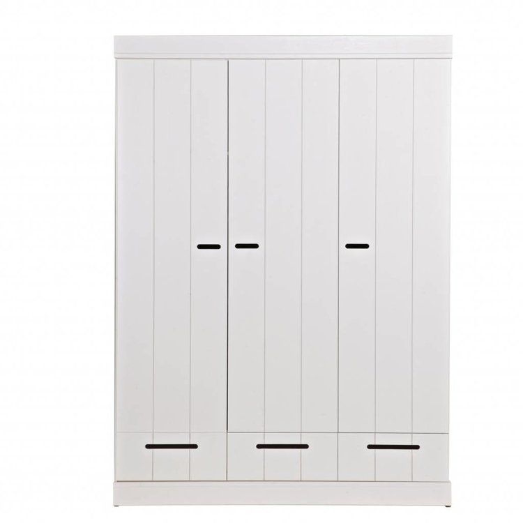 WOOOD WOOOD Wardrobe Connect Stripes 3 doors and 3 drawers white