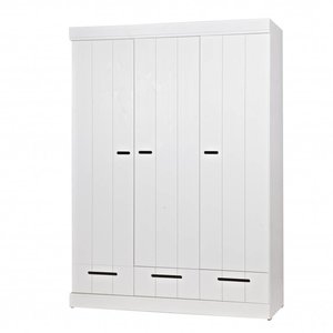 WOOOD WOOOD Wardrobe Connect Stripes 3 doors and 3 drawers white