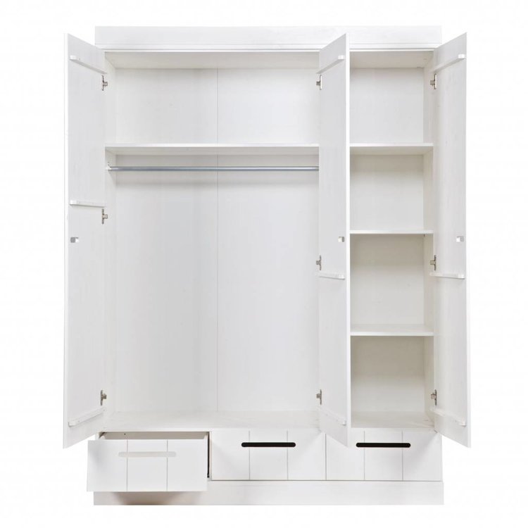 WOOOD WOOOD Wardrobe Connect Stripes 3 doors and 3 drawers white