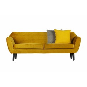 WOOOD WOOOD Sofa Rocco Polyester Samt ocker gelb