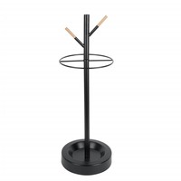 Umbrella stand Fushion metal/rubberwood black
