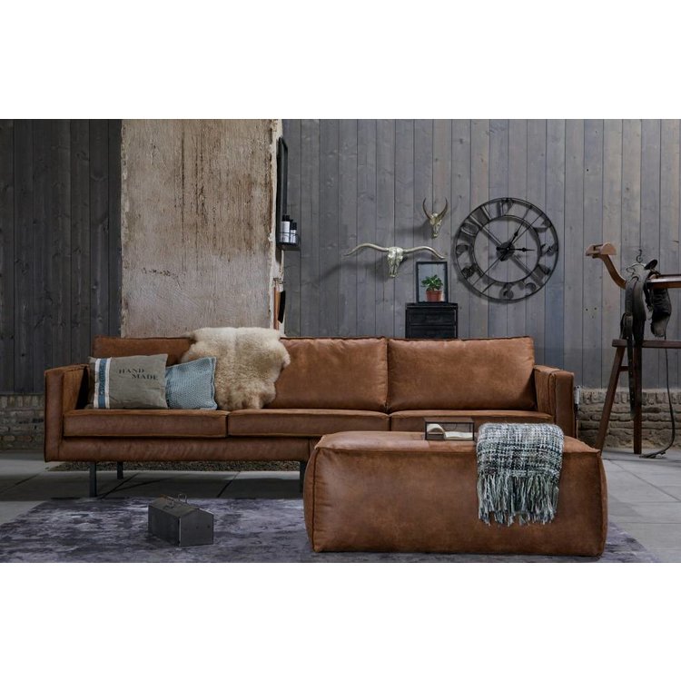 BePureHome BePureHome Poef Rodeo recycle leer cognac bruin