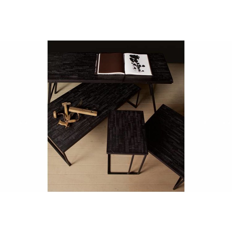 Bepurehome Side Table Sharing Square Black Wood Metal Orangehaus