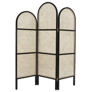 HKliving Kamerscherm hout met rattan zwart naturel 150x2,5x180cm HKliving Kamerscherm hout met rattan zwart naturel 150x2,5x180cm
