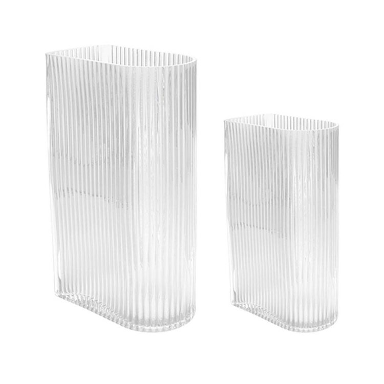 HKliving HKliving Vases Ribbed Transparent Set of 2