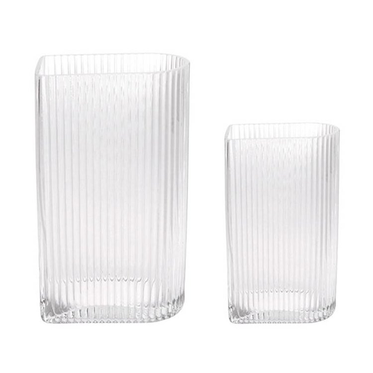 HKliving HKliving Vases Ribbed Transparent Set of 2