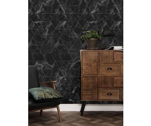 Kek Amsterdam Photo Wallpaper Marble Mosaic Black Orangehaus