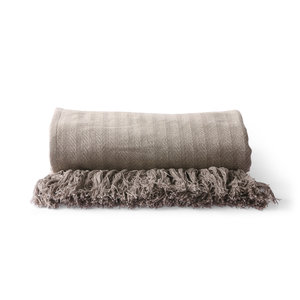 HKliving HKliving Baumwolle Tagesdecke Zick-Zack-Stich taupe (130x170cm)