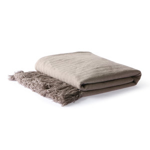 HKliving HKliving Baumwolle Tagesdecke Zick-Zack-Stich taupe (130x170cm)