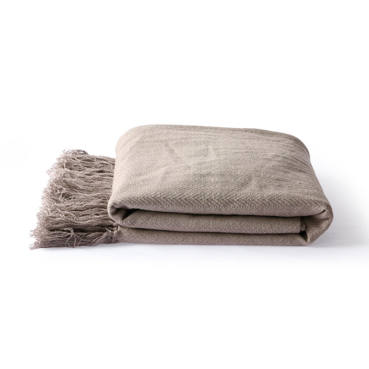 HKliving HKliving cotton bedspread zigzag stitch taupe (130x170cm)