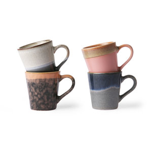 HKliving HKliving keramische jaren 70 mokken met espresso-set van 4