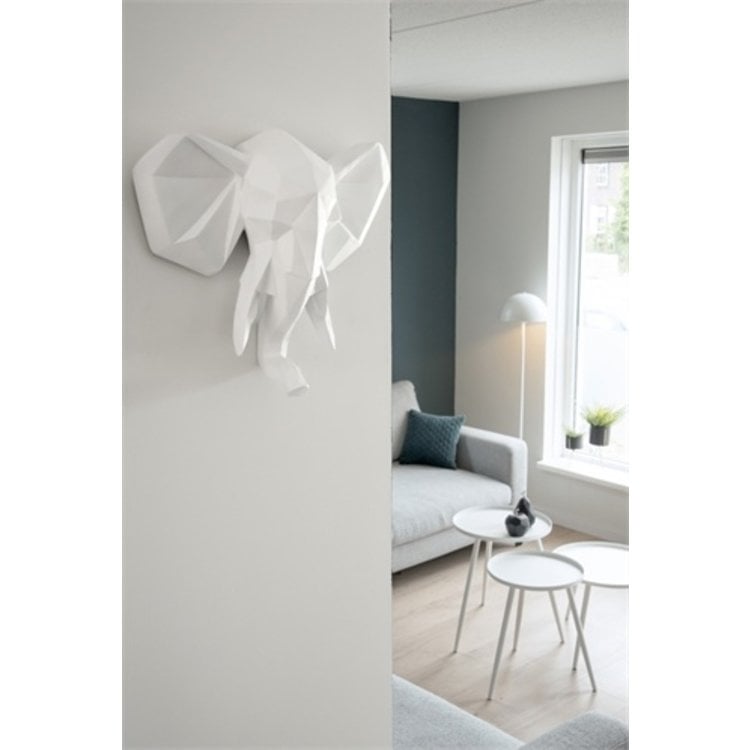 Present Time wall hanger origami elephant matt white