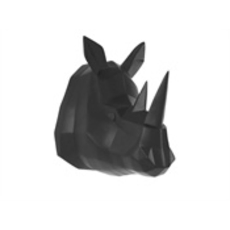 Present Time Presenttime Wandhalter Origami Rhino polyresin matt Black