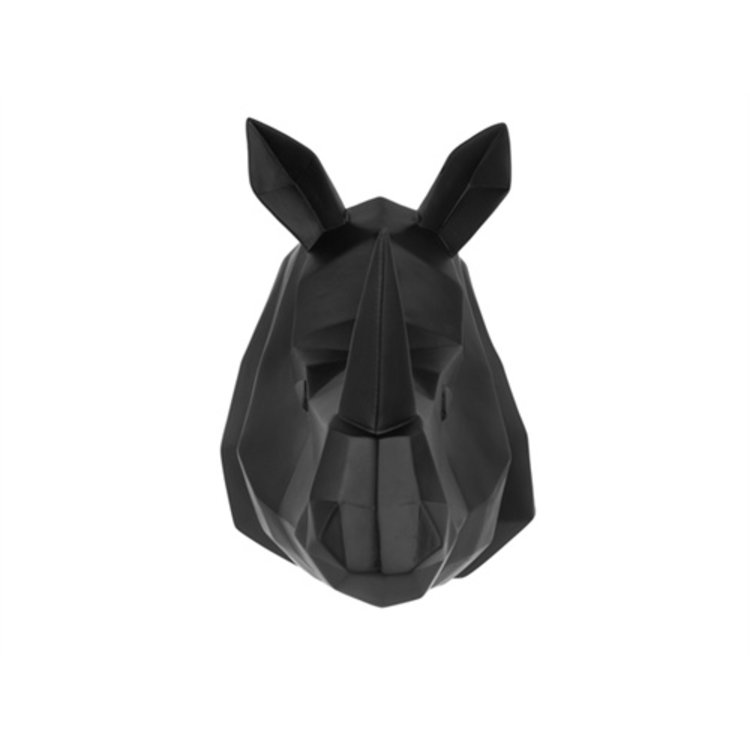 Present Time Presenttime Wandhalter Origami Rhino polyresin matt Black