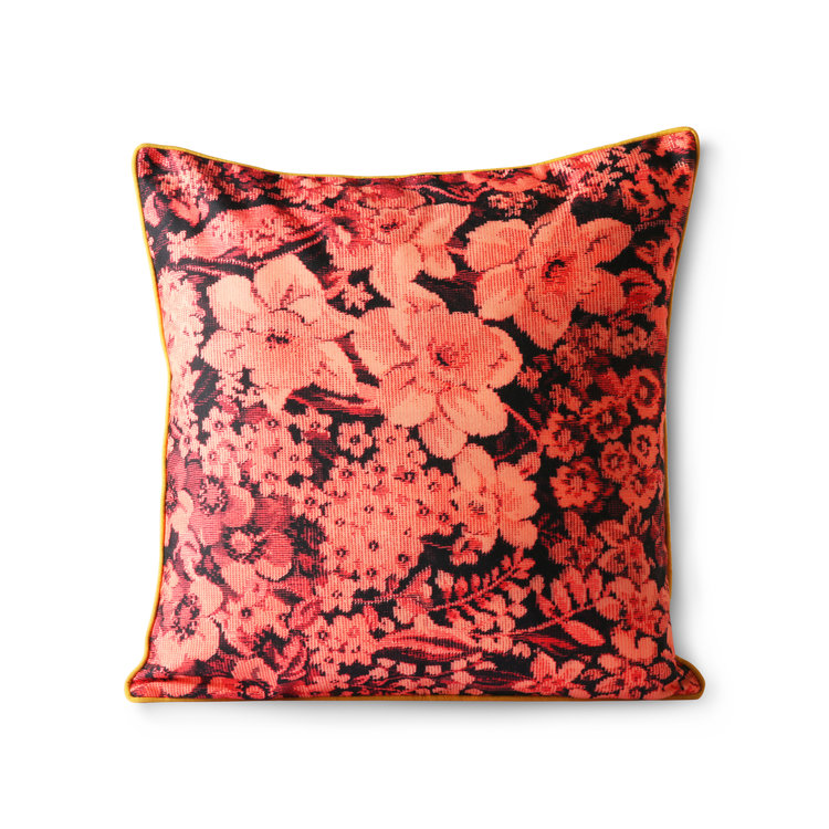 HKliving HKliving printed floral cushion coral/black (50x50)