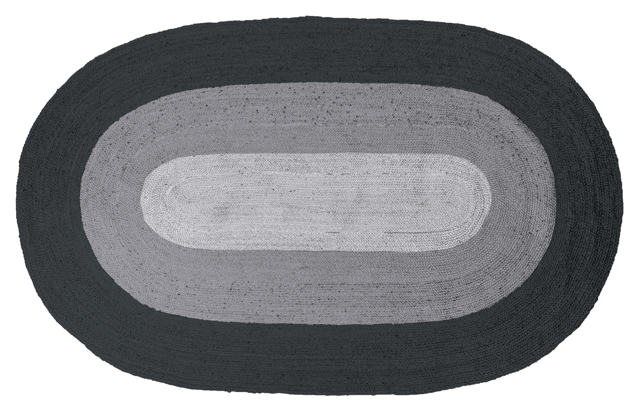 BePureHome Border Teppich ovale Jute schwarz / grau 170x300 - Orangehaus