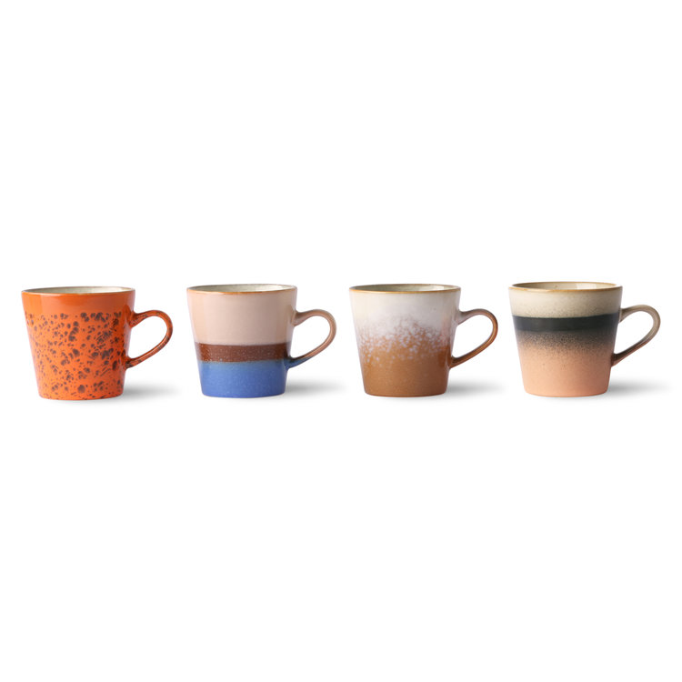 HKliving HKliving ceramic 70s americano mugs set of 4