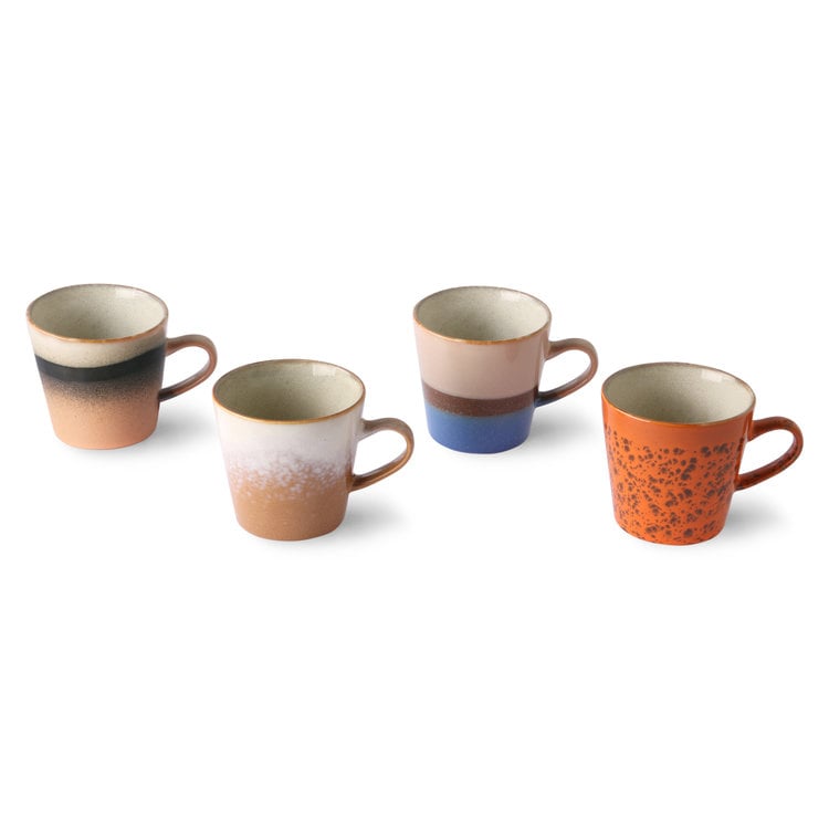 HKliving HKliving ceramic 70s americano mugs set of 4