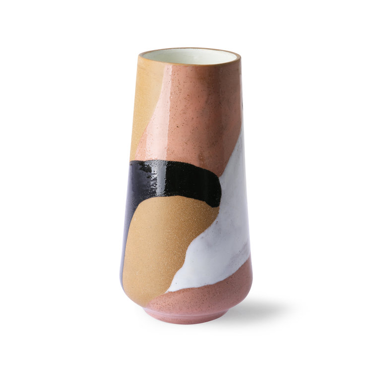 HKliving HKliving handbemalte Blumenvase aus Keramik