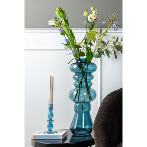 Present Time Present Time candlestick glass art bubbles BLUE