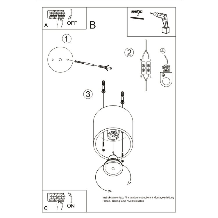 Sollux Lighting Ceiling lamp ORBIS 1 white