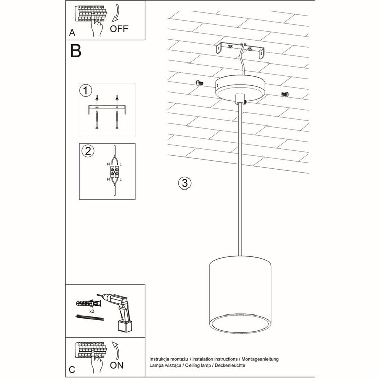 Sollux Lighting Hanglamp ORBIS 1 wit