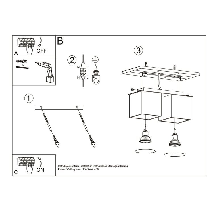 Sollux Lighting Plafondlamp QUAD 2 wit