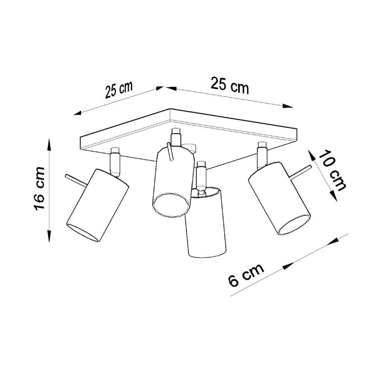 Sollux Lighting Deckenleuchte RING 4 schwarz
