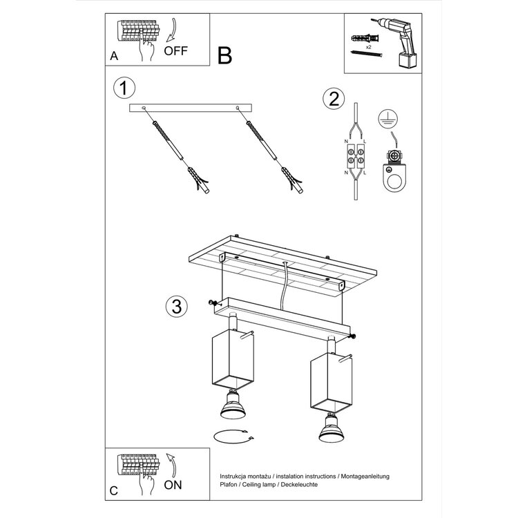 Sollux Lighting Ceiling lamp MERIDA 2 black