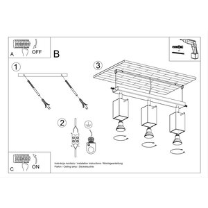 Sollux Lighting Deckenleuchte MERIDA 3 schwarz