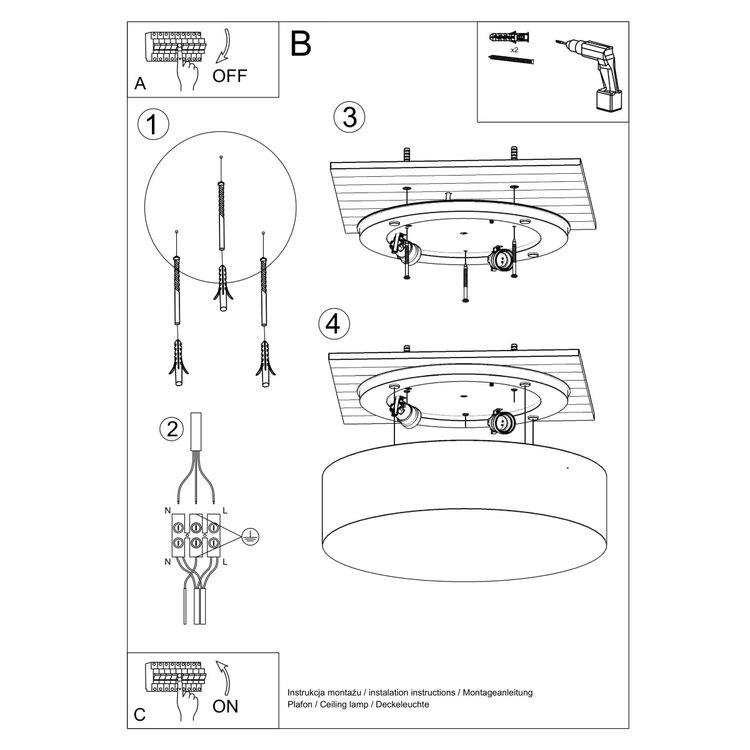 Sollux Lighting Ceiling lamp ARENA black