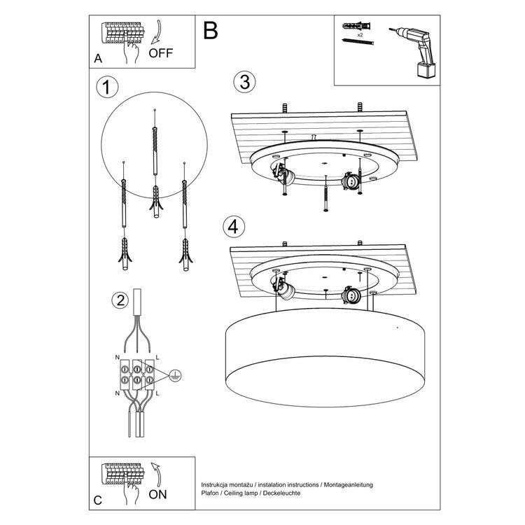 Sollux Lighting Ceiling lamp ARENA gray