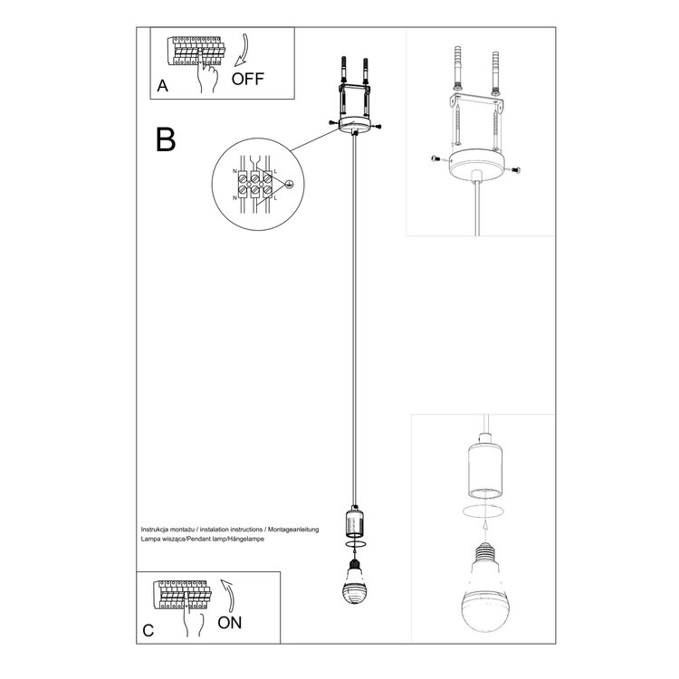 Sollux Lighting Hanglamp EDISON zwart