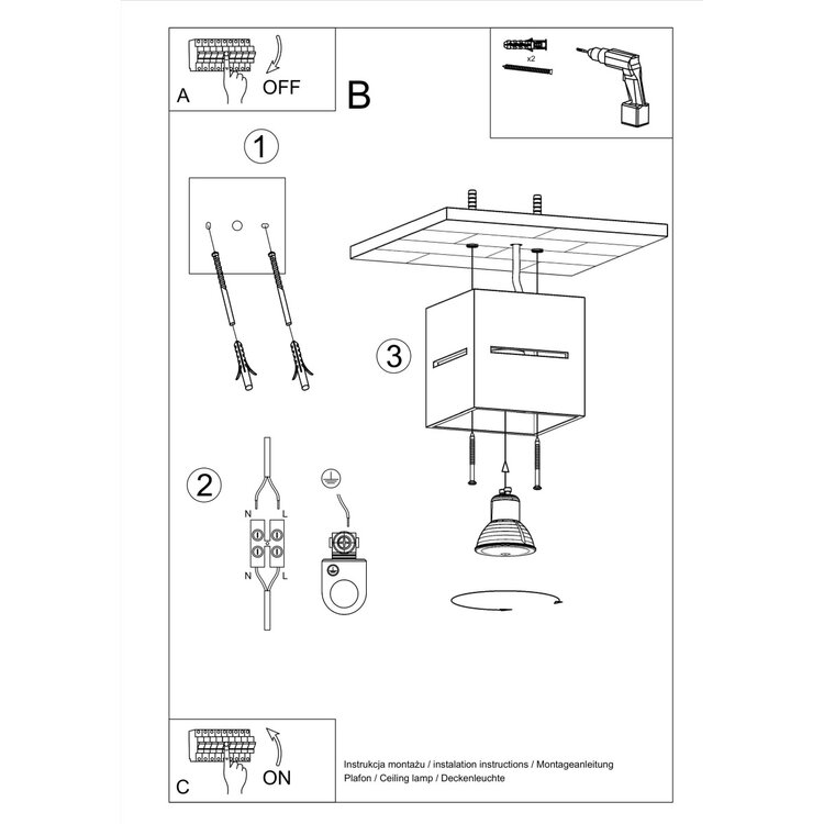 Sollux Lighting Plafondlamp LOBO zwart